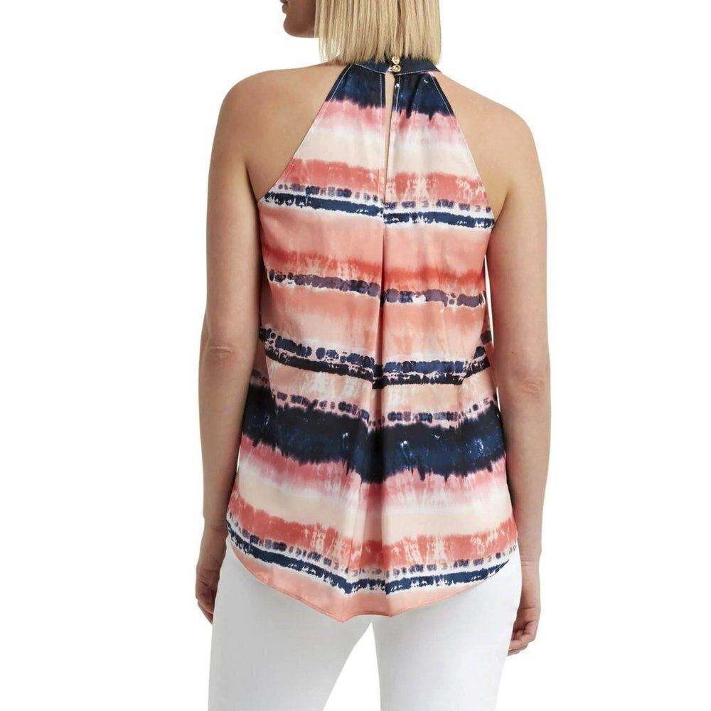 NWT H HALSTON Women's Halter Neck Lava Blossom Printed Blouse Top - Picture 3 of 6